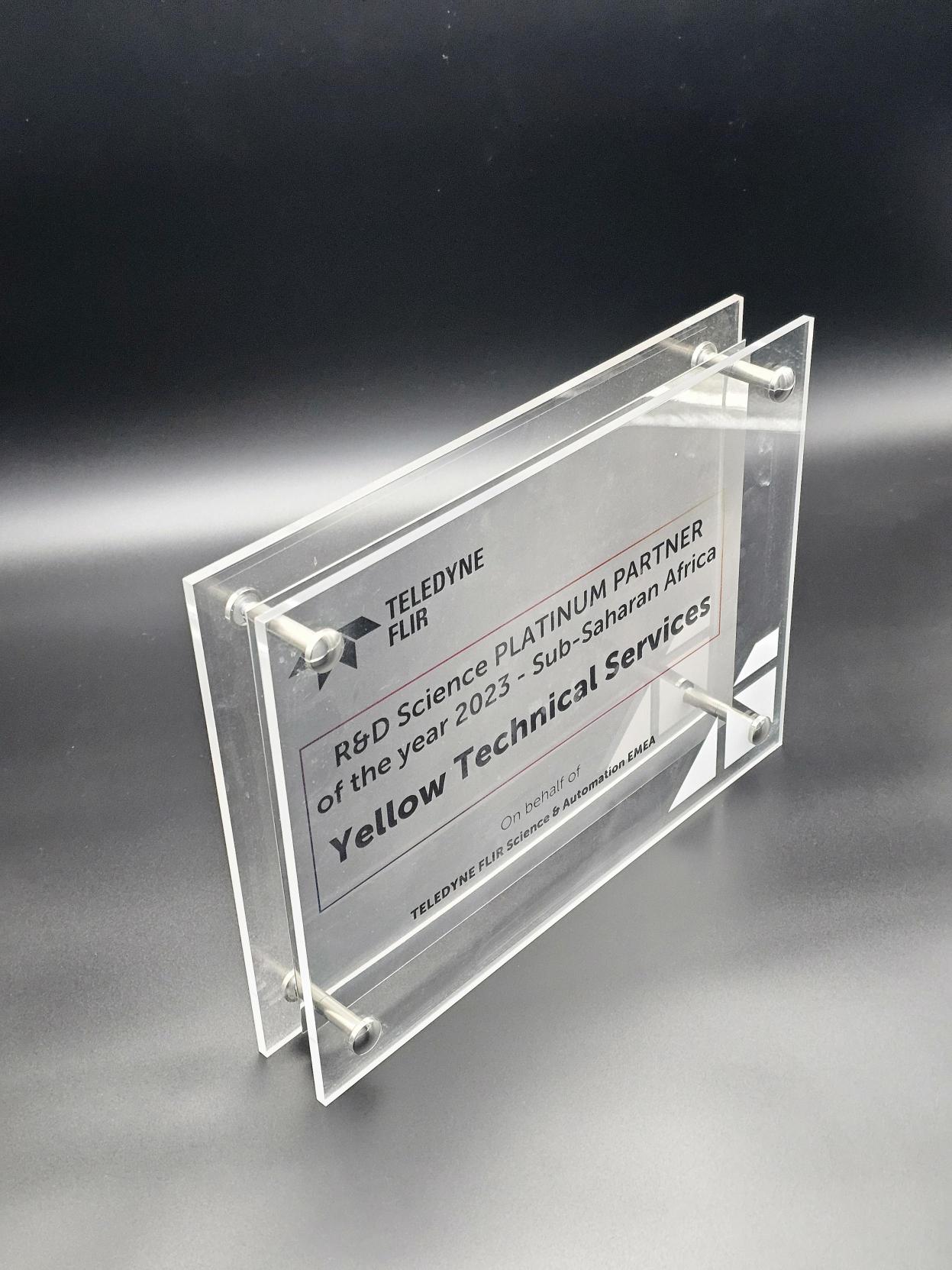 Yellotec FLIR RD Sciene Plantinum Partner of the year 2023 Sub Saharah Africa